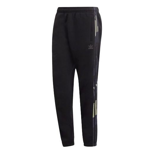 Men's adidas originals Camo Pants Side Elastic Waistband Sports Pants/Trousers/Joggers Black HF4878