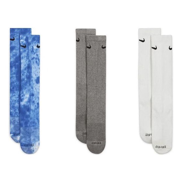 Nike Everyday Plus Cushioned Crew Socks (3-Pack) 'Blue Grey White' FB9948-902