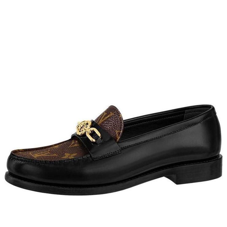 (WMNS) LOUIS VUITTON Chess Flat Loafers 'Black with Brown Monogram' 1ABPLA