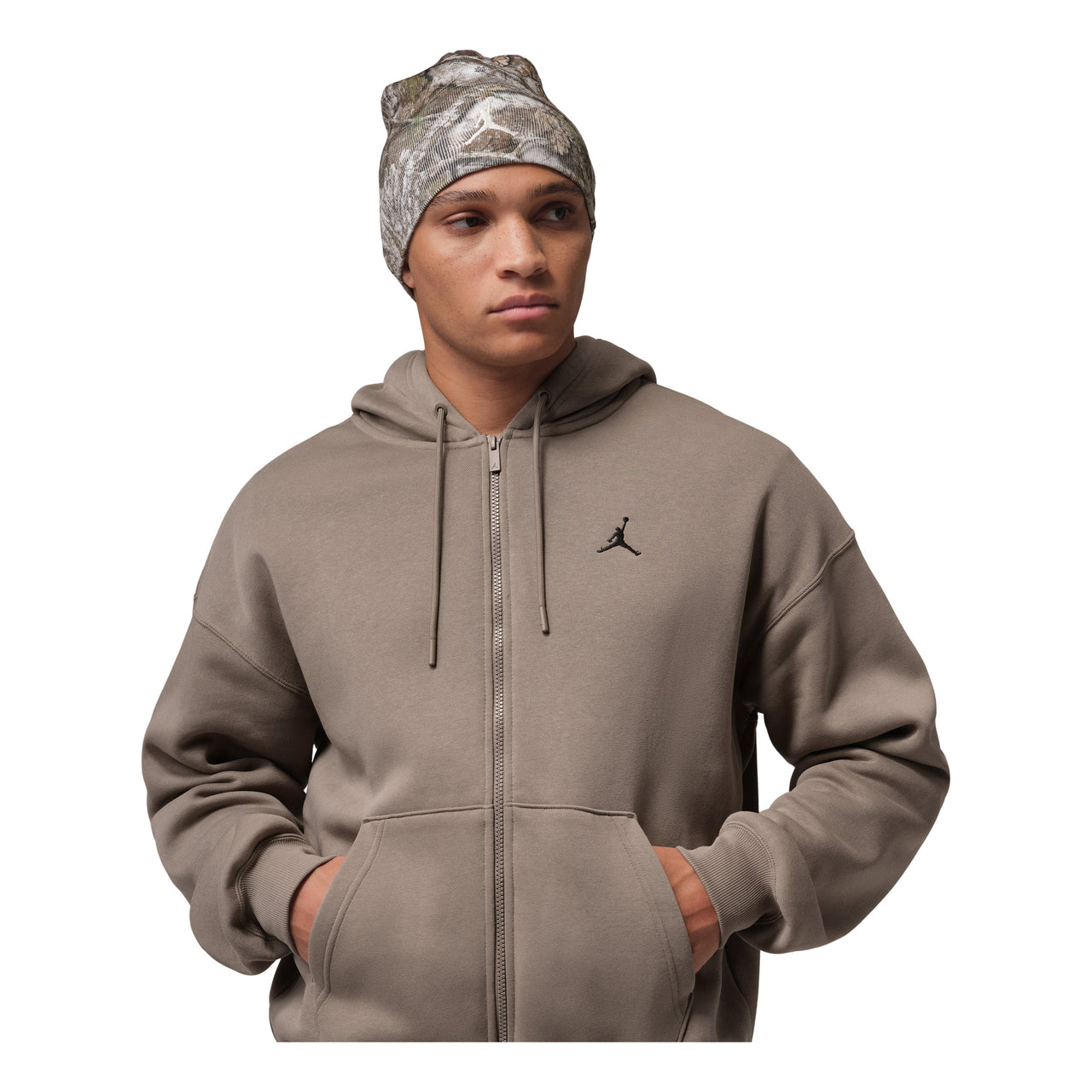 Jordan Brooklyn Fleece Oversized Full-Zip Hoodie 'Olive Gray Black' IB7231-040