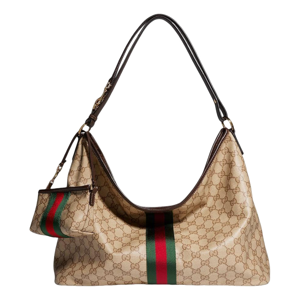 (WMNS) Gucci Large Shoulder Bag with Web 'Sand Dark Brown' A008NS-FAGK6-8547