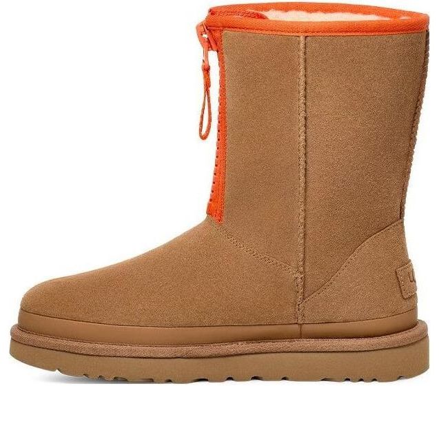(WMNS) UGG Classic Short Zipper Tape Logo Boot 'Chestnut' 1144035-CHE