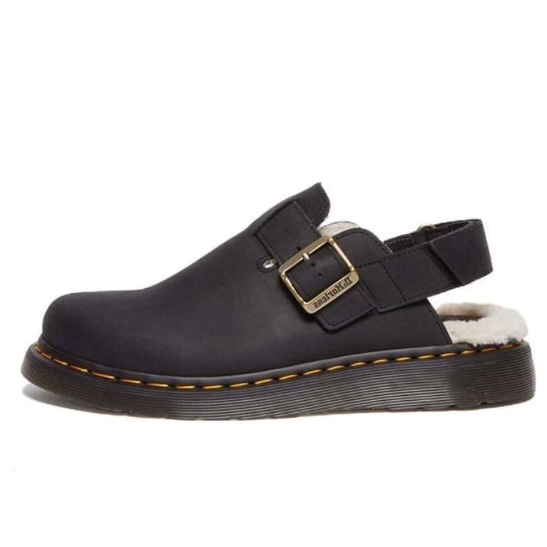 (WMNS) Dr.Martens Jorge II Faux Fur Lined Nubuck Slingback Mules 'Black' 31264001
