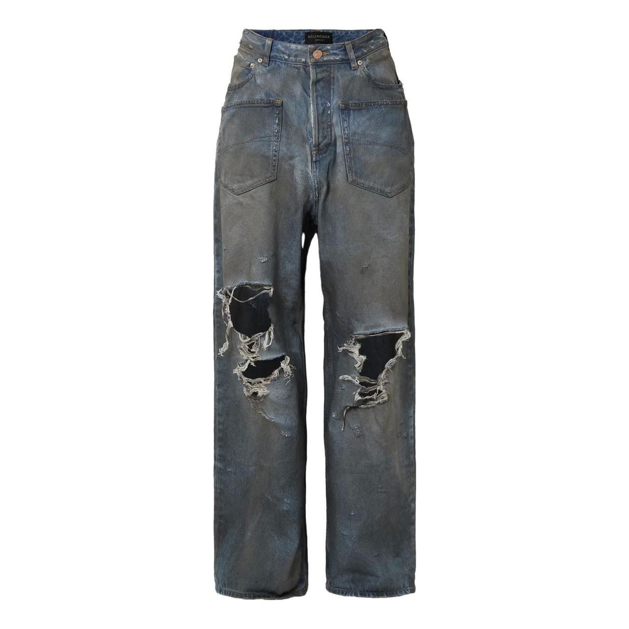 (WMNS) Balenciaga Patched Pockets Baggy Jeans 'Blue' 751111TDW143359