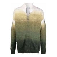 Men's Off-White FW21 Arrow Pattern Zipper Cardigan Wool Sweater Loose Fit Green OMHF032F21KNI0015555