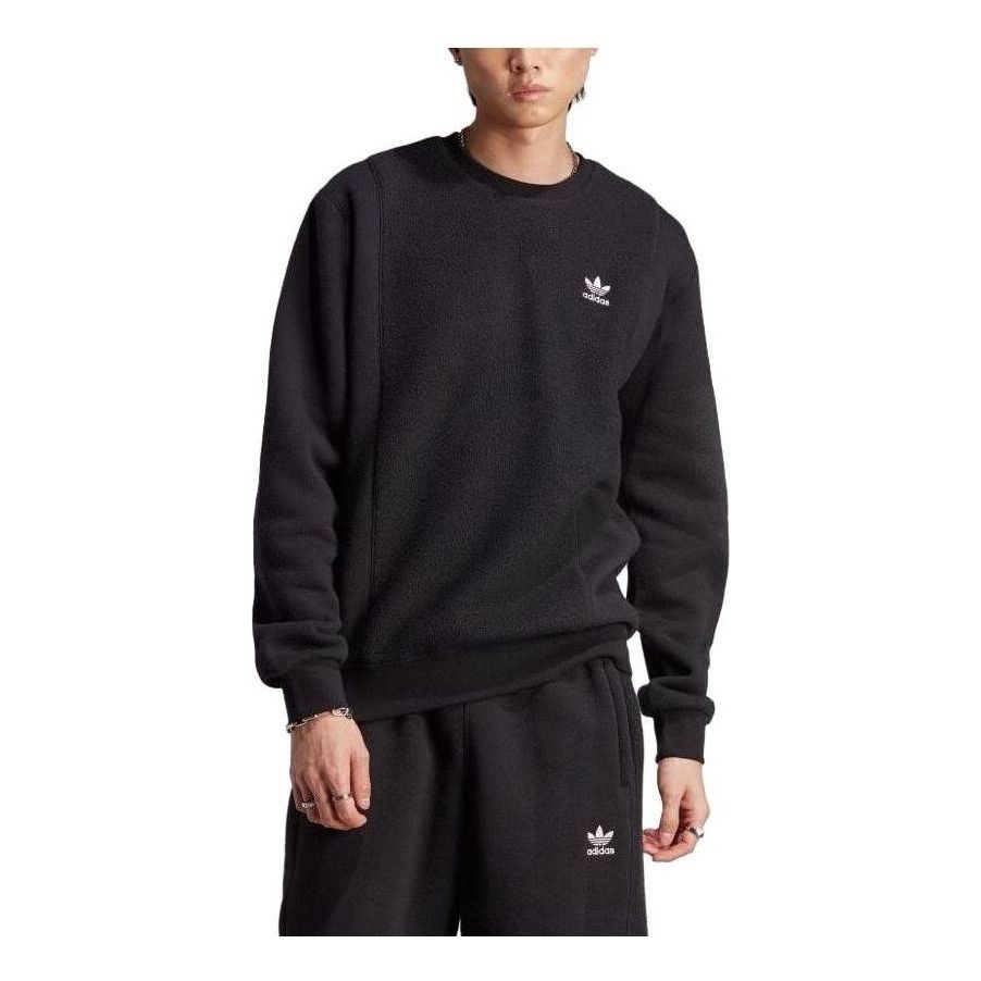 adidas Originals Essentials+ Trefoil Reverse Material Crew Sweatshirt 'Black' II5800