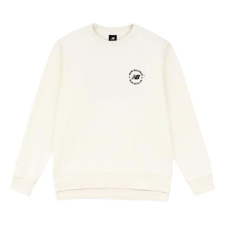 New Balance Logo Pullover Sweatshirt 'White Black' AMT33343-CIC