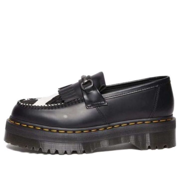 Dr.Martens Adrian Snaffle Hair On & Leather Cow Print Kiltie Loafers 'Black' 31097937