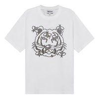 Men's KENZO SS21 Tiger Head Pattern Round Neck Short Sleeve White FB55TS0844SB-01B