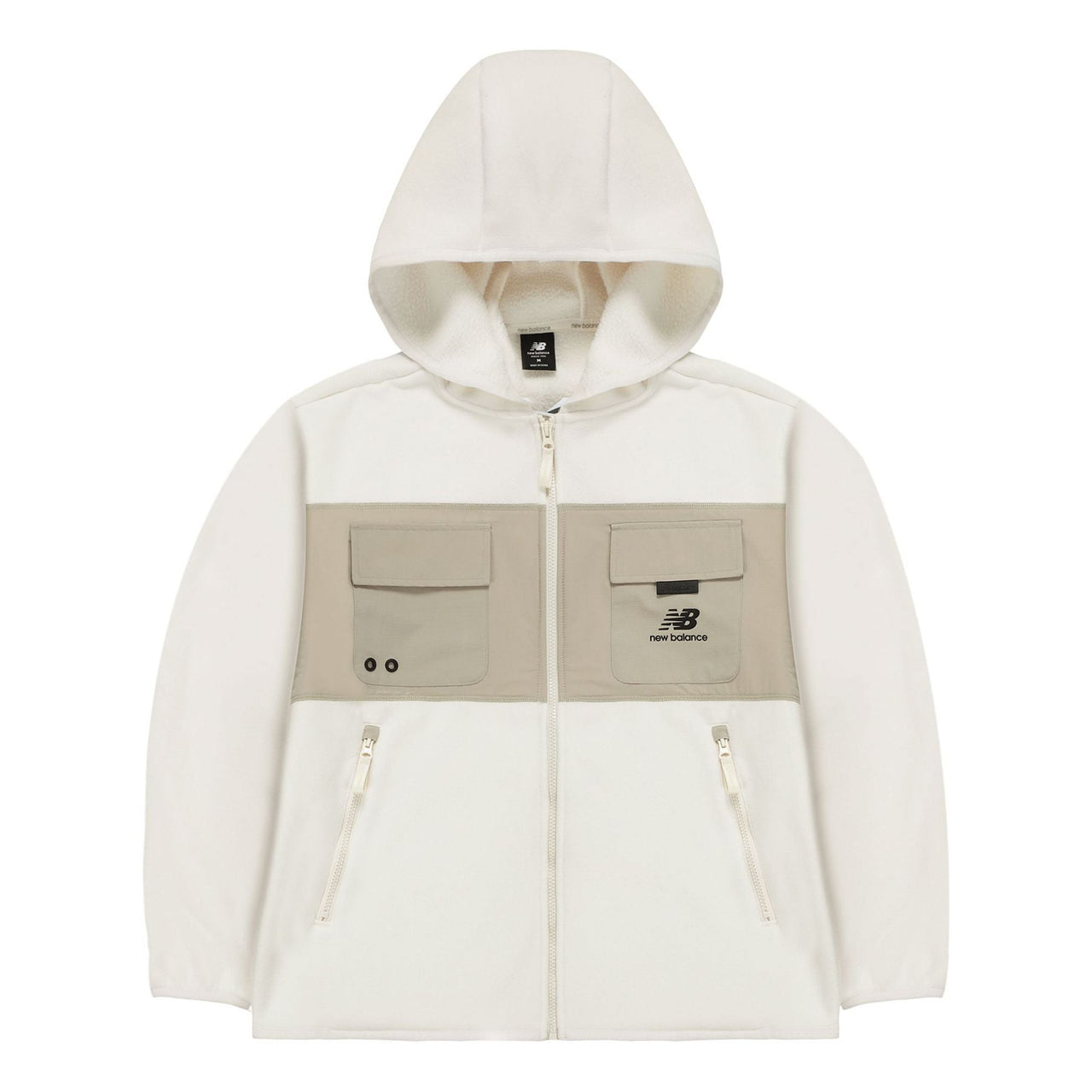 New Balance Men's New Balance Casual Sports Contrasting Colors Knit Hooded Polar Fleece Jacket Milky White AMJ13382-MSU