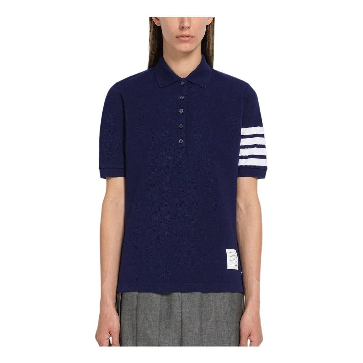 (WMNS) Thom Browne Collar T-Shirt 'Navy' FJP052G-07976-415
