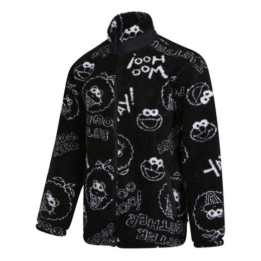 adidas neo x SESAME STREET Crossover Limited Full Print Polar Fleece Long Sleeves Jacket Black HD7299