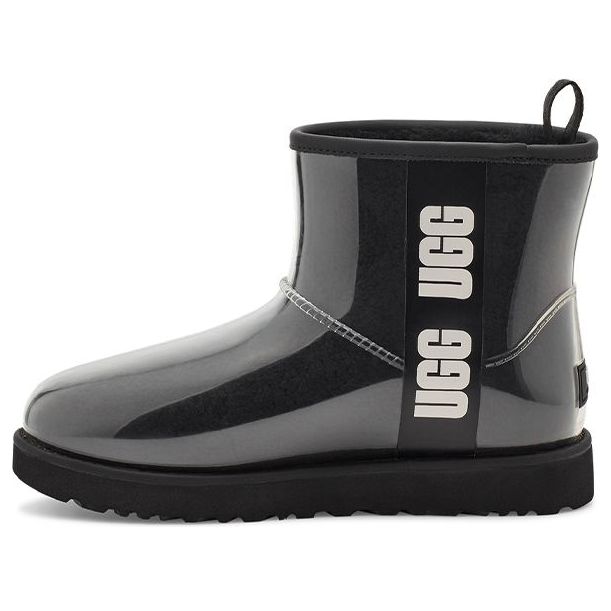 (WMNS) UGG Classic Clear Mini Large LOGO Fleece Lined Black 1113190-BLK