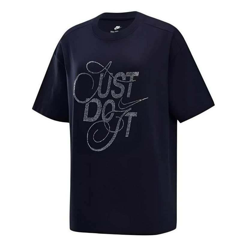 (WMNS) Nike Sportswear T-Shirts 'Black Silver' FZ1154-010