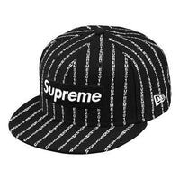 Supreme Text Stripe New Era Cap 'Black Yellow' SUP-SS19-171