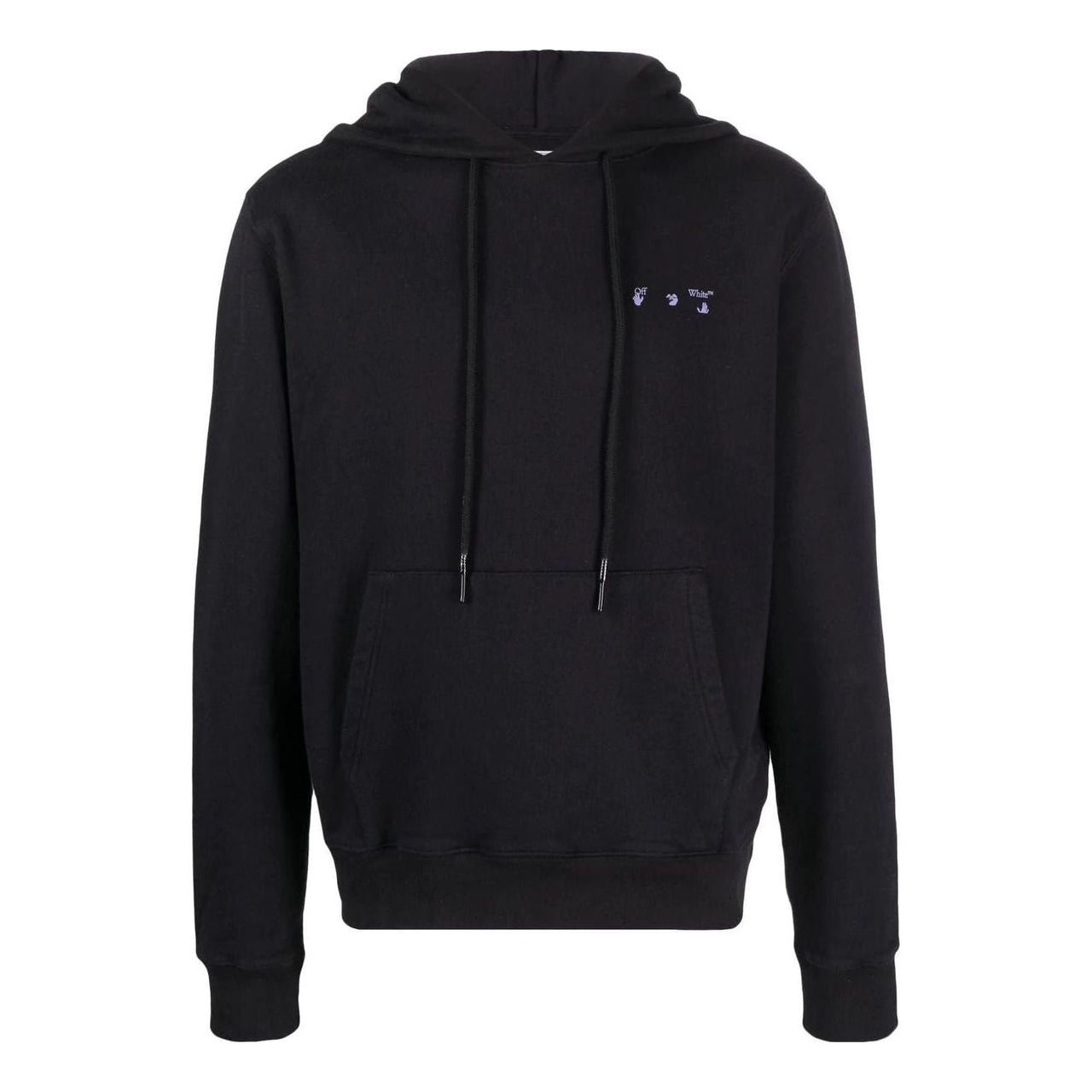 Men's Off-White SS22 Solid Color Logo Printing Hooded Long Sleeves Black OMBB034G20FLE0121045