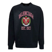 Balenciaga Est. 1917 College Logo Print Crewneck Sweatshirt 'Black' 676629TLV901076