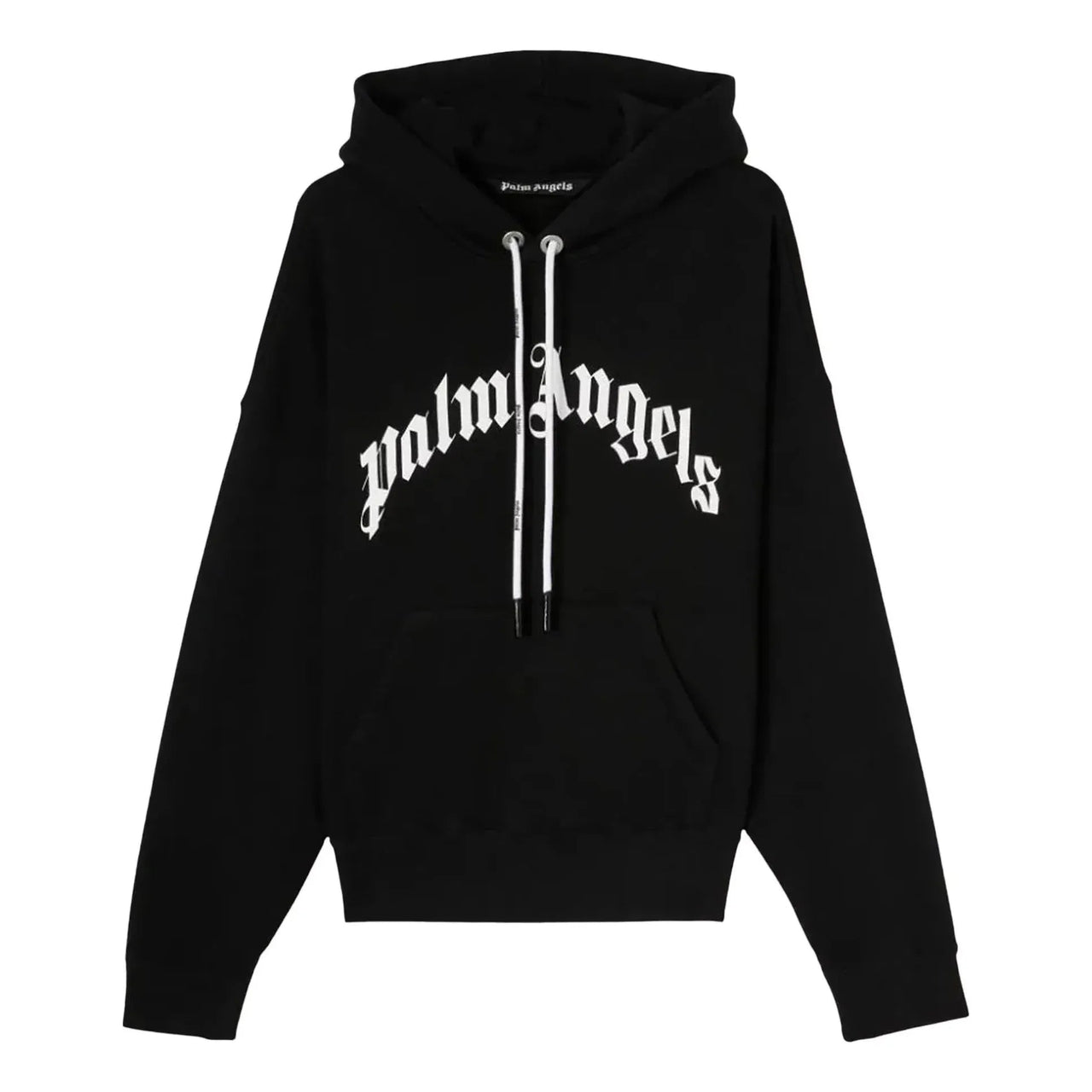 Palm Angels Curved Logo Hoodie 'Black White' PMBB058C99FLE0031001