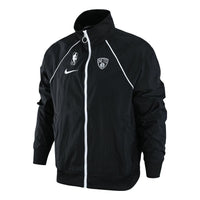 Men's Nike NBA Brooklyn Nets Logo Printing Zipper Stand Collar Jacket Autumn Black DH9118-010