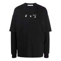 Off-White FW21 Alphabet Pattern Printing Round Neck Long Sleeves Black OMAB022S21JER0021025