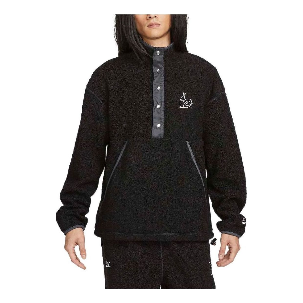 Nike Sportswear Snap Button Pullover Fleece Sweater 'Black' DQ4194-097