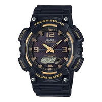 CASIO Waterproof Sports Solar Powered Mens Black/Gold Analog/Digital Combo AQ-S810W-1A3V