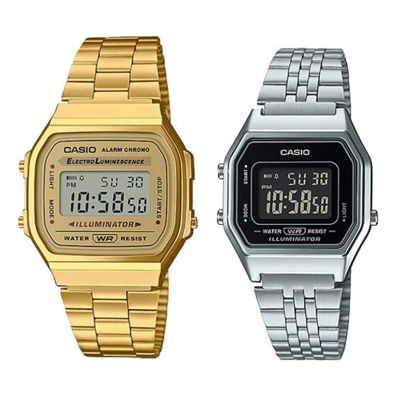 Casio Standard Digital Cube Watch 'Silver Gold' A168WG-9W&LA680WA-1B