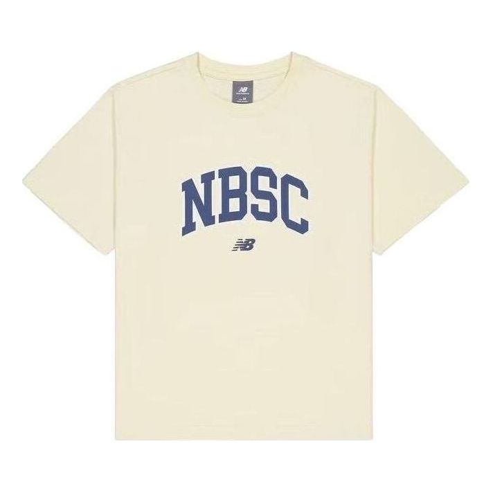 (WMNS) New Balance NBSC Cotton T-shirt 'Beige Blue' AWT42313-CAU