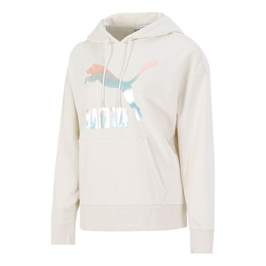 (WMNS) PUMA Classics Logo Hoodie 'Beige Pink Blue' 531385-88