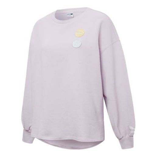 (WMNS) PUMA Embroidery Logo Round-neck SweatshirtPurple 536095-17