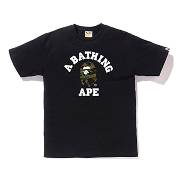 A Bathing Ape Camouflage Small Ape Head Tee 'Black' 1E80-110-008