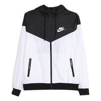 Nike Woven Windproof Athleisure Casual Sports Colorblock Hooded Jacket Black White AJ7936-100