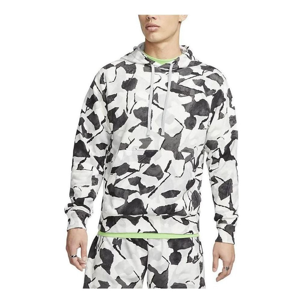 Nike Club Fleece French Terry Pullover Hoodie Asia Sizing 'White Black' DX0792-060