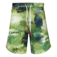 Men's Off-White Logo Sports Knit Shorts Loose Fit Green OMVH013I21FAB0028400