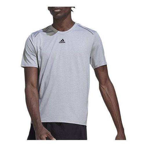 Men's adidas Hiit Cool Tee Athleisure Casual Sports Logo Round Neck Short Sleeve Gray T-Shirt HL8791