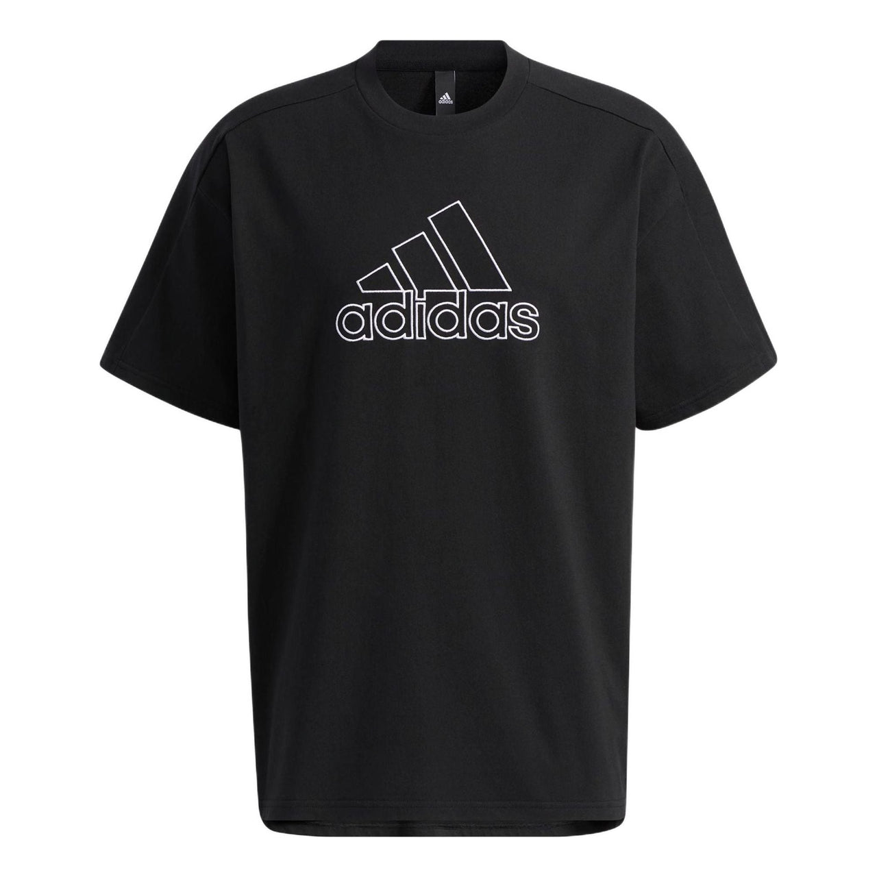adidas Brand Logo Solid Color Stripe Breathable Short Sleeve Black HA3637