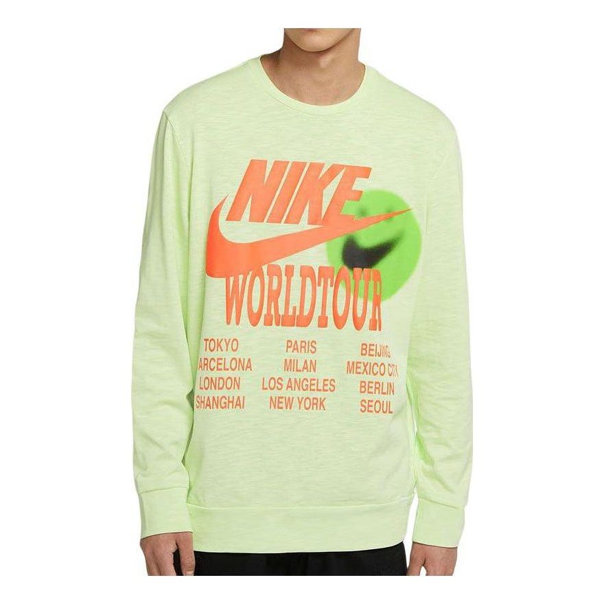 Nike Athletic Alphabet Pattern Round Neck Pullover Long Sleeves Hoodie Men's Green DA0630-383