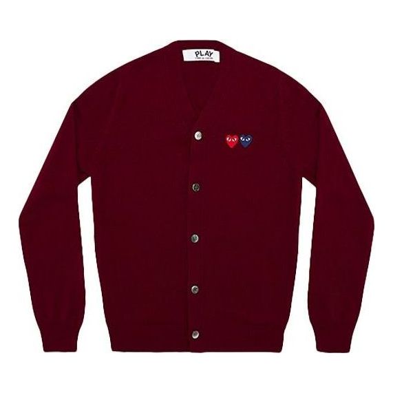 COMME des GARCONS PLAY Cardigan With Double Emblems 'Burgundy' AZ-N058-051-4