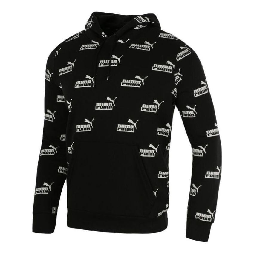 PUMA Logo Printed Casual Sports Hooded Sweater Men's Black 588803-01