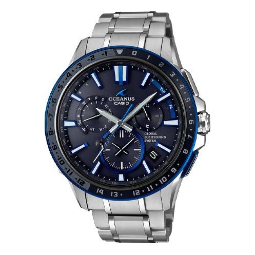 Men's CASIO OCEANUS Series Japan Subject Watch Blue Silver OCW-G1200-1A Mens Black Analog OCW-G1200-1A2021