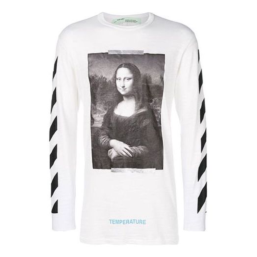 Off-White Printing Mona Lisa Long Sleeves Loose Fit Unisex White T-Shirt OMAB001S180010120110