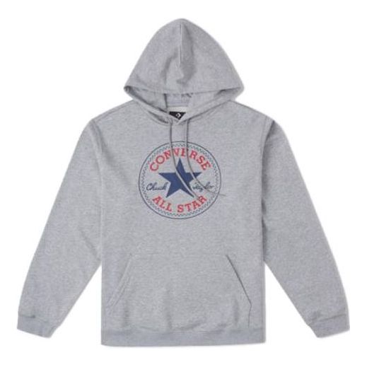 Converse Go-To All Star Patch Standard-Fit Fleece Pullover Hoodie 'Grey' 10025469-A03