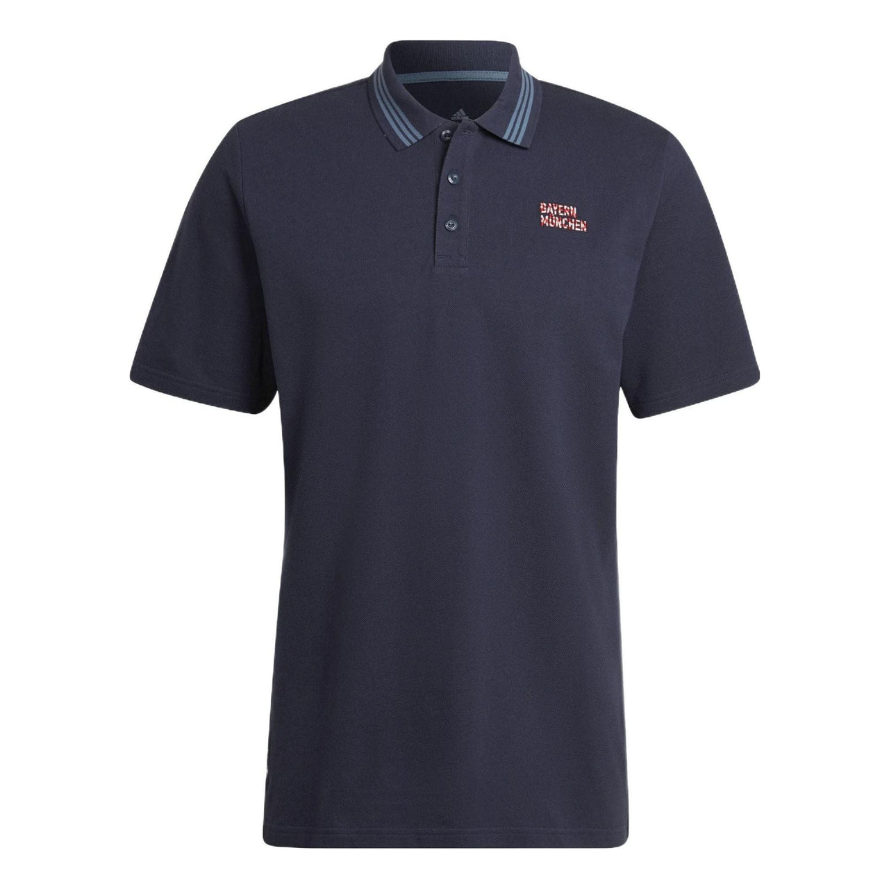 adidas Bayern Munich Black Solid Color Stripe Casual Short Sleeve Polo Shirt Navy Blue HB6001