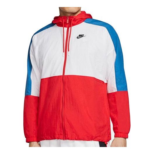 Nike Sportswear Colorblock hooded Logo Jacket 'Red White Blue' CJ4561-657