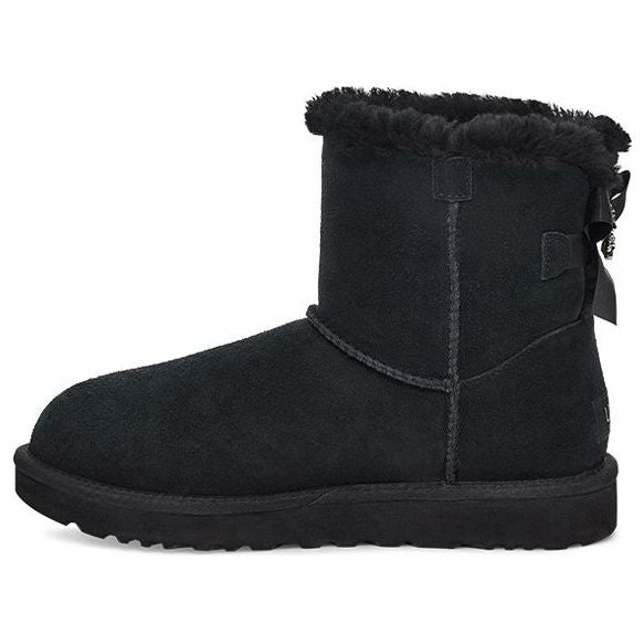(WMNS) UGG Mini Bailey Brooch Fleece Lined Black 1119512-BLK