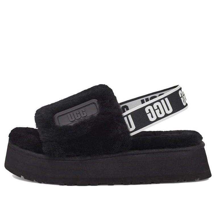 (WMNS) UGG Disco Slide Thick Sole Black Slippers 1112258-BLK