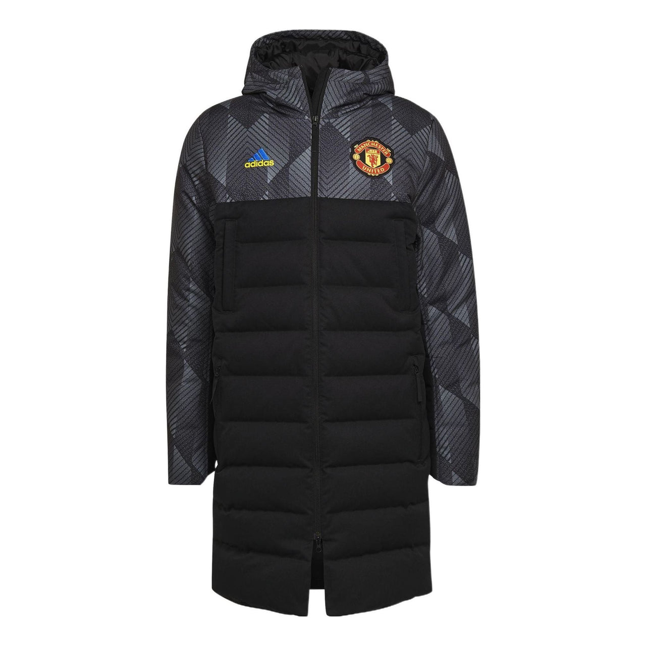 adidas Mufc Ssp Down Manchester United Soccer/Football Sports hooded mid-length Down Jacket Black GR3884