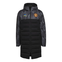adidas Mufc Ssp Down Manchester United Soccer/Football Sports hooded mid-length Down Jacket Black GR3884
