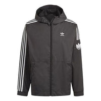 adidas 3d Windbrkr Sports Training Embroidered Logo Woven Hooded Jacket Black GN3551