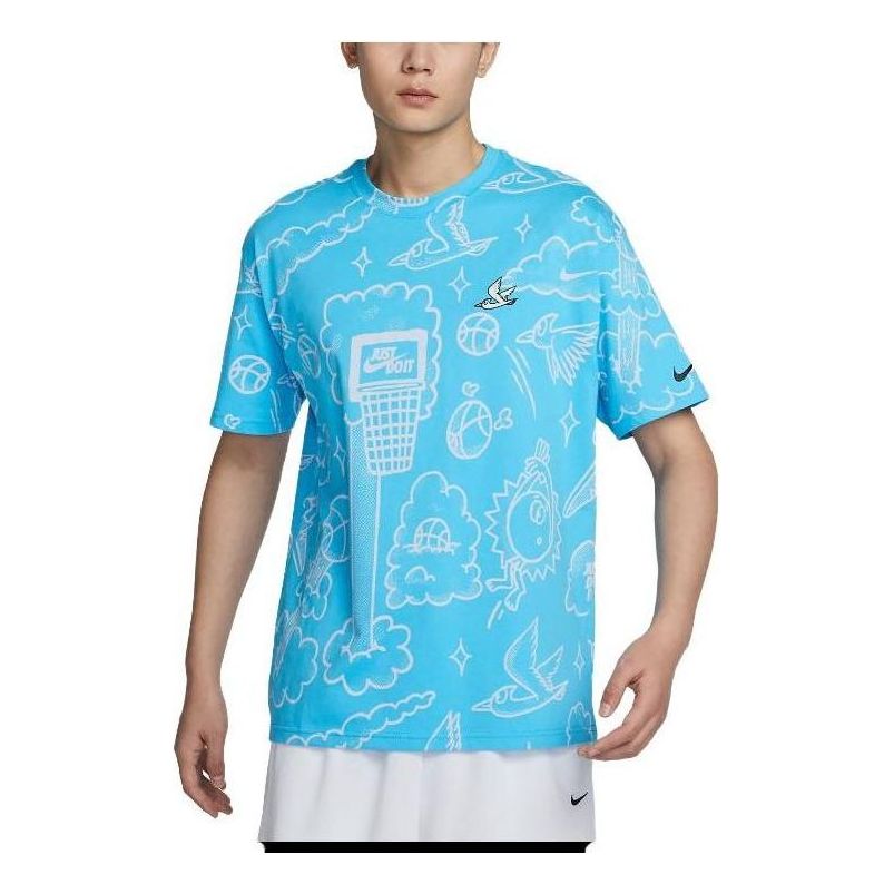 Nike Max90 Allover Print Basketball T-Shirt 'Blue' DZ2699-416